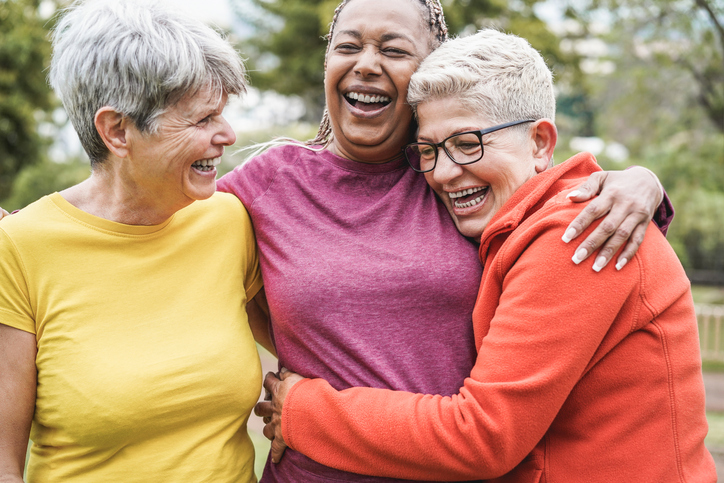 Group of happy, active senior age women