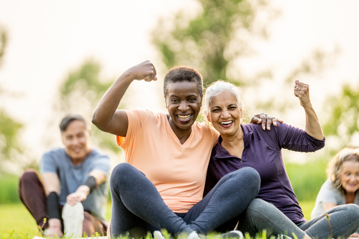 Happy active senior adults
